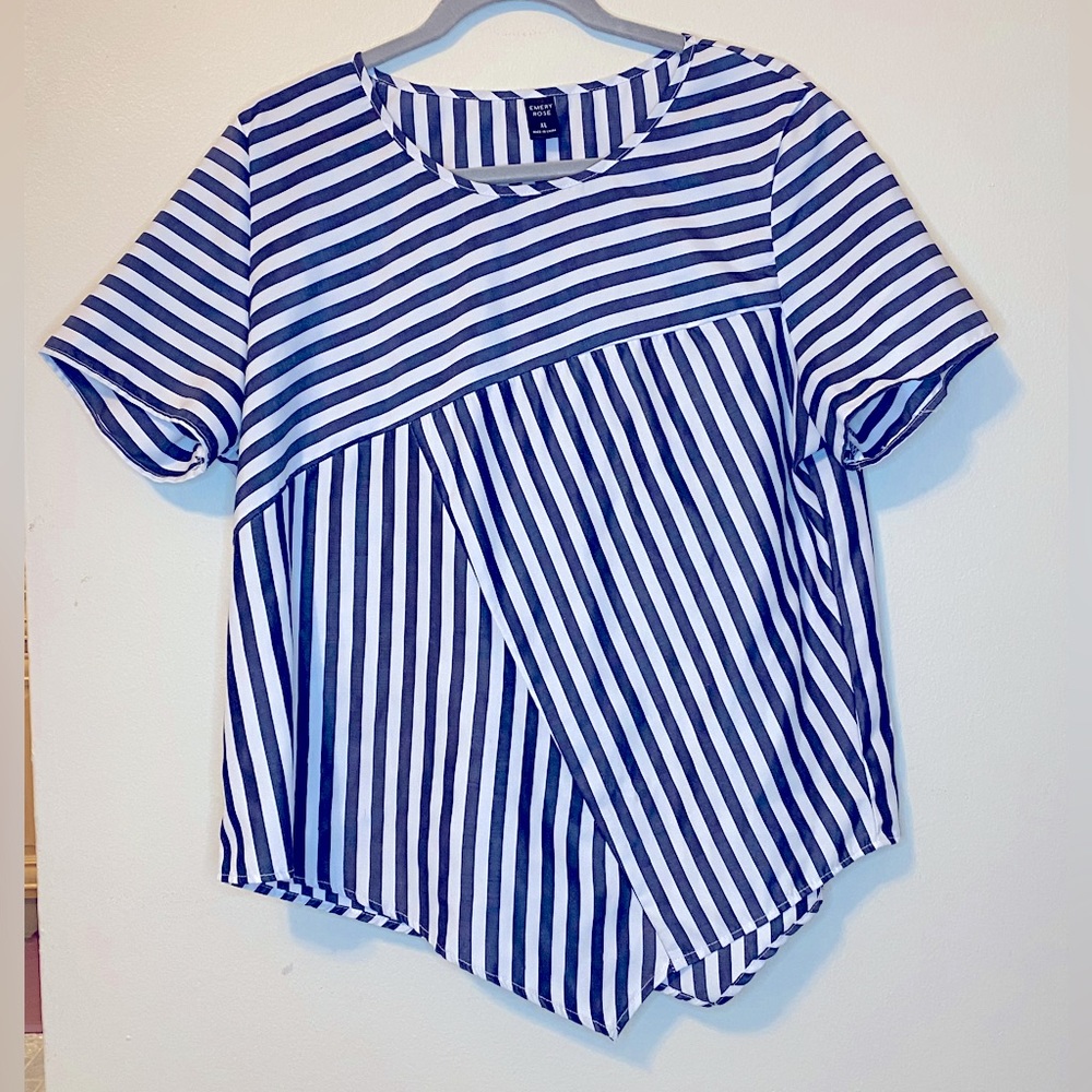 White and Blue Striped Blouse